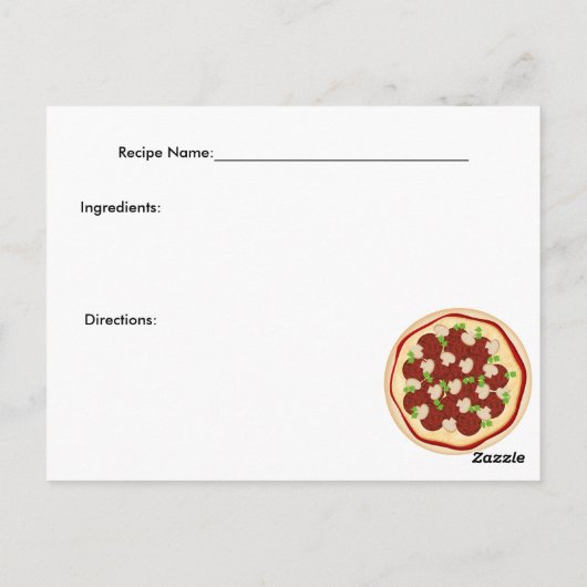 Pepperoni en paddenstoelen Pizza Recipe Card Briefkaart (Achterkant)