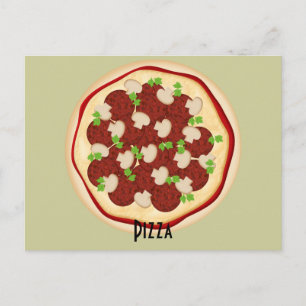 Pepperoni en paddenstoelen Pizza Recipe Card Briefkaart