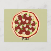 Pepperoni en paddenstoelen Pizza Recipe Card Briefkaart (Voorkant)