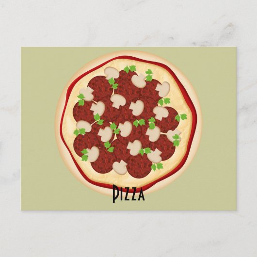 Pepperoni en paddenstoelen Pizza Recipe Card Briefkaart (Voorkant)