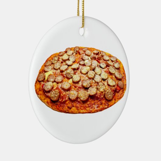 Pepperoni en SaUSE Pizza kerstversiering Keramisch Ornament (Rechts)