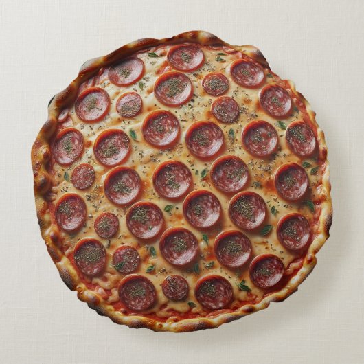 Pepperoni Feest Rond Kussen (Achterkant)