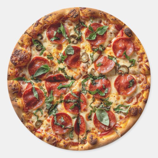 Pepperoni Pizza Basil Sticker (Voorkant)