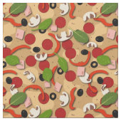Pepperoni Pizza Cartoon Pattern Stof (Close Up)