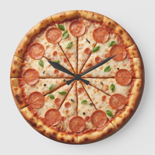 Pepperoni Pizza Clock - Worst hou de nummers Grote Klok (Voorkant)