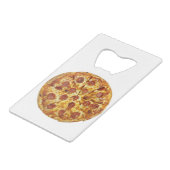 Pepperoni Pizza Creditkaart Flessenopener (Achterkant Gekanteld)