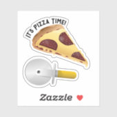 Pepperoni Pizza en Pizza Cutter Sticker (Vel)