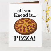 Pepperoni Pizza eten grappig Kaart (Gele Bloem)
