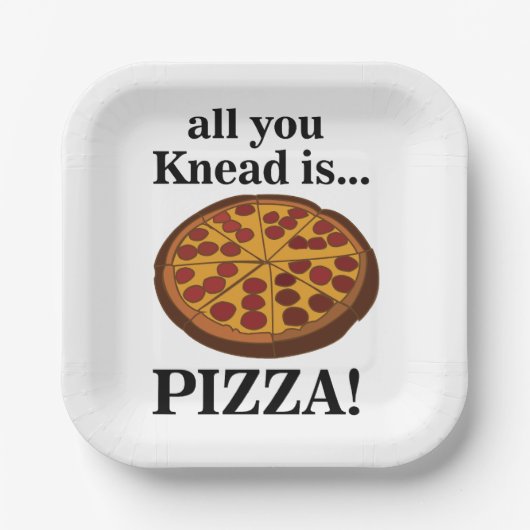 Pepperoni Pizza Feest Papieren Bordje (Voorkant)