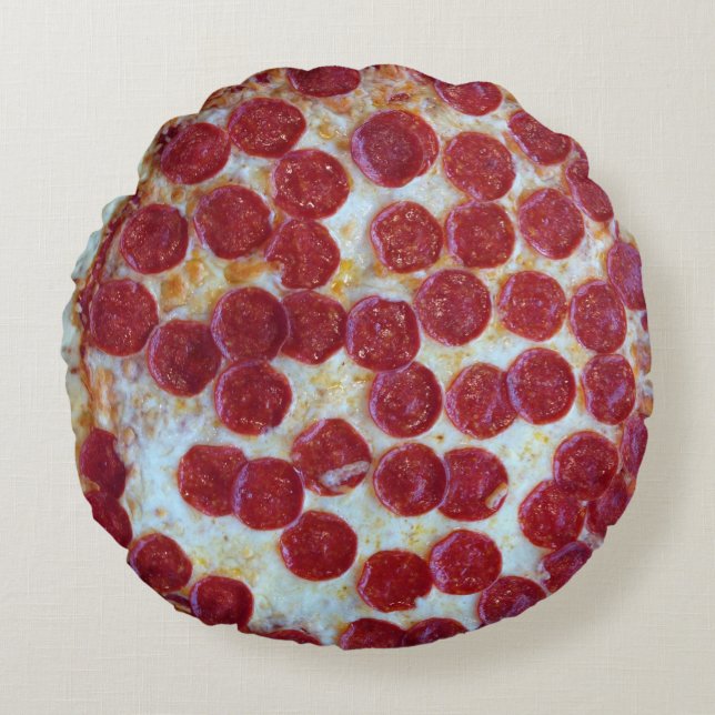 Pepperoni Pizza Foto Rond Kussen (Voorkant)