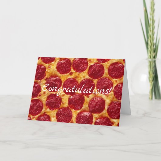 pepperoni pizza gefeliciteerd kaart (Voorkant)