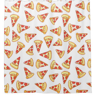 Pepperoni Pizza het Patroon van de Tekening van de Douchegordijn