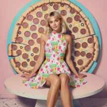 Pepperoni pizza in 90s kleuren