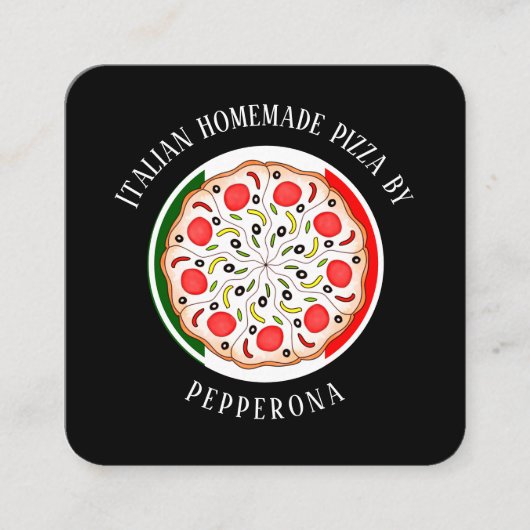 Pepperoni pizza Italiaanse vlag zwarte beroepsbeoe Vierkante Visitekaartje (Voorkant)