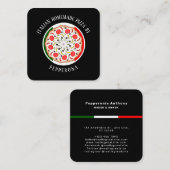 Pepperoni pizza Italiaanse vlag zwarte beroepsbeoe Vierkante Visitekaartje (Voorkant / Achterkant)