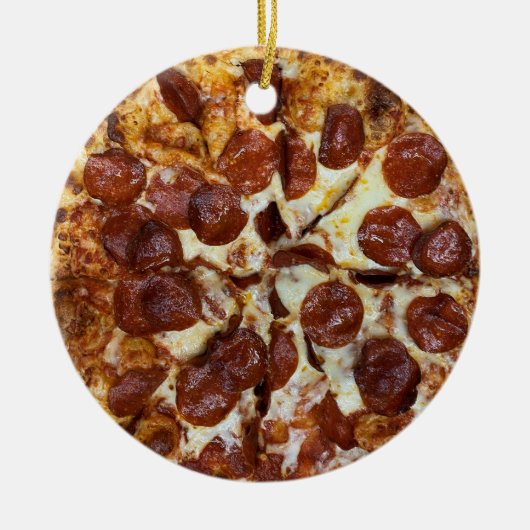 Pepperoni Pizza Keramisch Ornament (Voorkant)