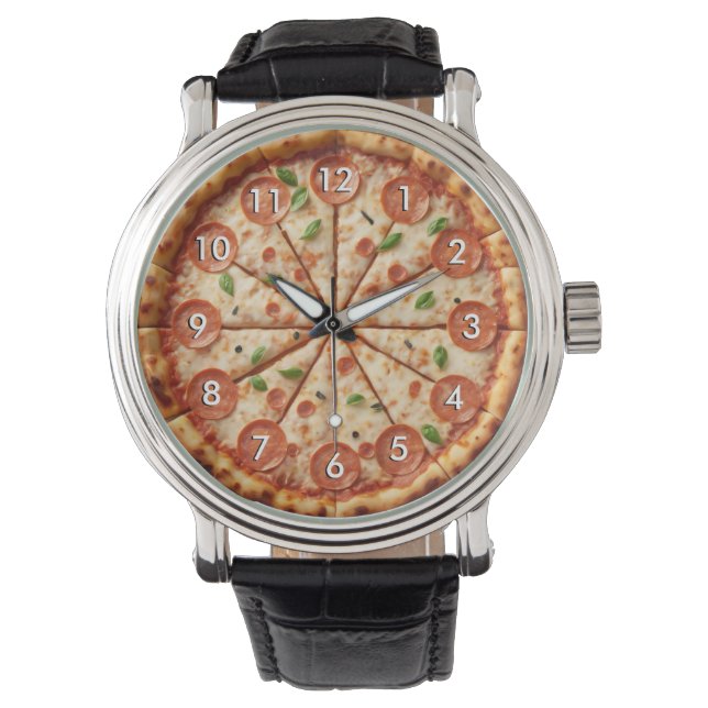 Pepperoni Pizza klok - Het is altijd Pizza tijd! Horloge (Voorkant)