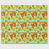 Pepperoni Pizza met Pastel Green Background Cadeaupapier (Vlak)