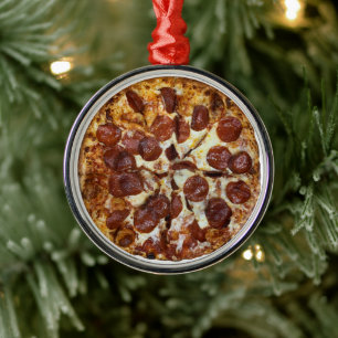 Pepperoni Pizza Metalen Ornament