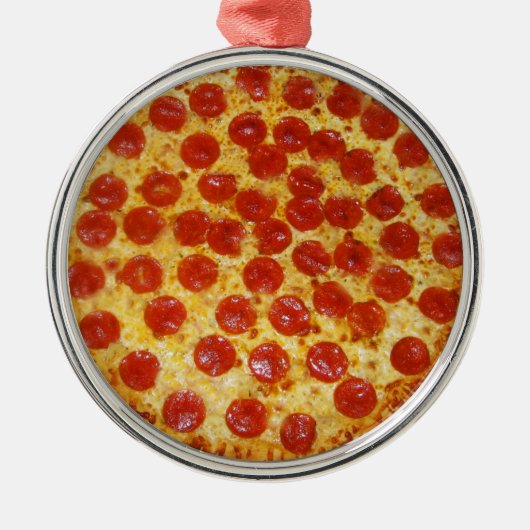 Pepperoni Pizza Metalen Ornament (Voorkant)