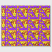 Pepperoni Pizza Partij Paarse achtergrond Cadeaupapier (Vlak)