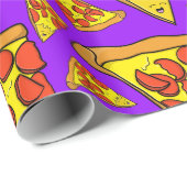 Pepperoni Pizza Partij Paarse achtergrond Cadeaupapier (Rol Hoek)