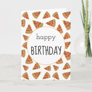 Pepperoni Pizza Party Birthday Card Kaart