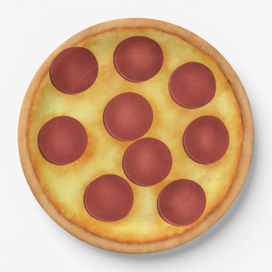 Pepperoni Pizza Party Papieren Bordje (Voorkant)