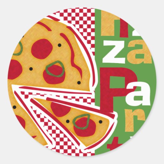 Pepperoni Pizza Party Ronde Sticker (Voorkant)