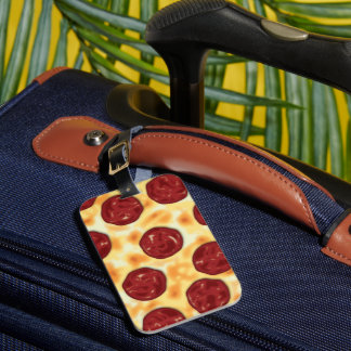 Pepperoni Pizza Pattern Bagagelabel