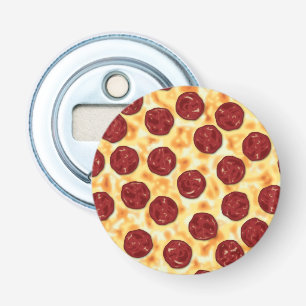 Pepperoni Pizza Pattern Button Flesopener