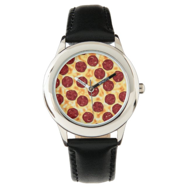Pepperoni Pizza Pattern Horloge (Voorkant)