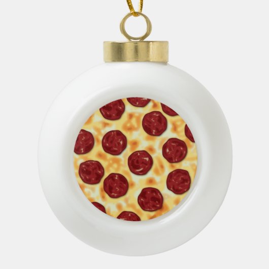 Pepperoni Pizza Pattern Keramische Bal Ornament (Voorkant)