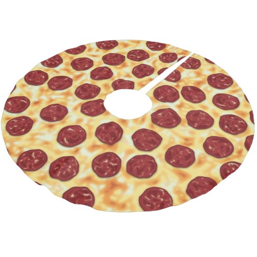 Pepperoni Pizza Pattern Kerstboom Rok (Gekanteld)