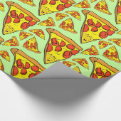 Pepperoni Pizza Pattern op Pastel Green Background Cadeaupapier (Hoek)