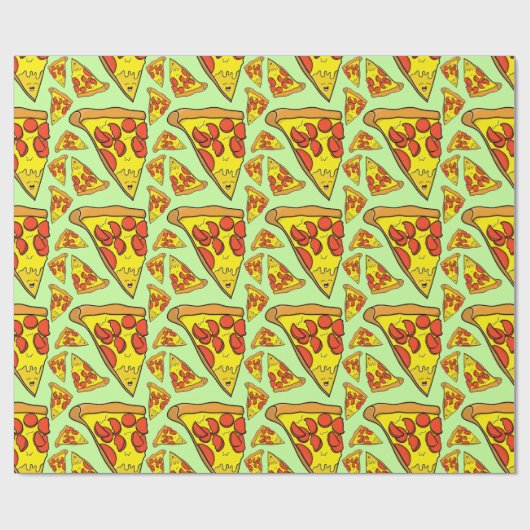 Pepperoni Pizza Pattern op Pastel Green Background Cadeaupapier (Vlak)