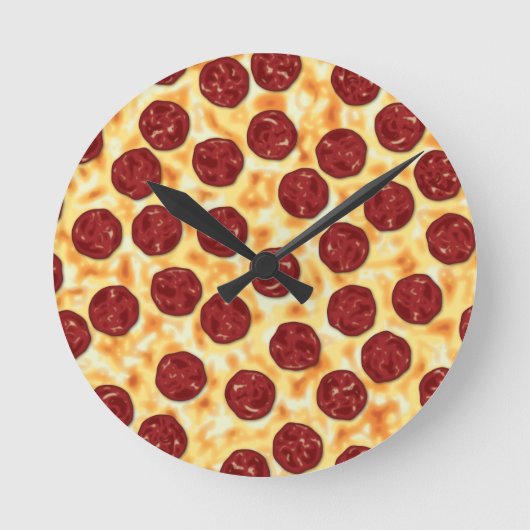 Pepperoni Pizza Pattern Ronde Klok (Voorkant)