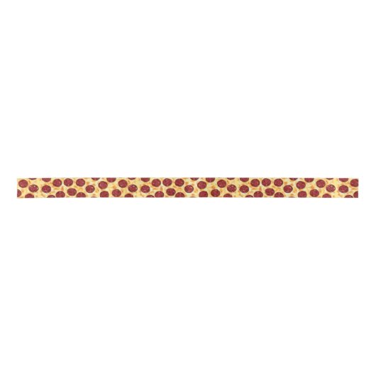 Pepperoni Pizza Pattern Satijnen Lint (Voorkant)