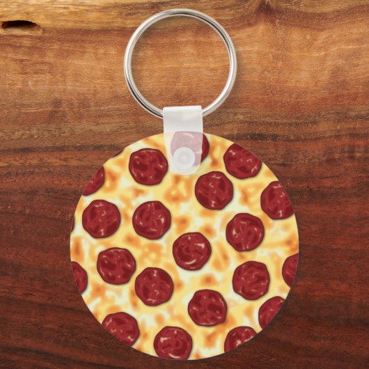 Pepperoni Pizza Pattern Sleutelhanger (Voorkant)