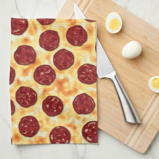 Pepperoni Pizza Pattern Theedoek (Quarter Fold)