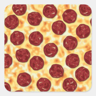 Pepperoni Pizza Pattern Vierkante Sticker