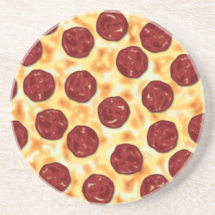 Pepperoni Pizza Pattern Zandsteen Onderzetter