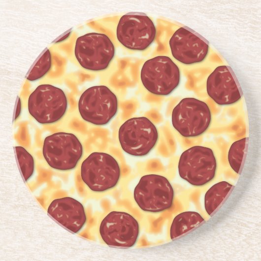 Pepperoni Pizza Pattern Zandsteen Onderzetter (Voorkant)