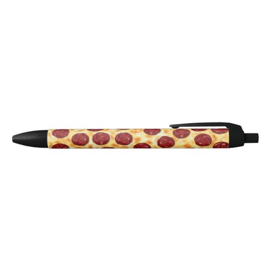 Pepperoni Pizza Pattern Zwarte Inkt Pen (Bovenkant)