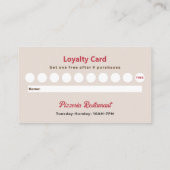 Pepperoni Pizza - Pizzeria Restaurant Loyalty Kaar Visitekaartje (Achterkant)