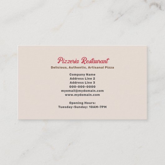 Pepperoni Pizza - Pizzeria Restaurant Visitekaartje (Achterkant)