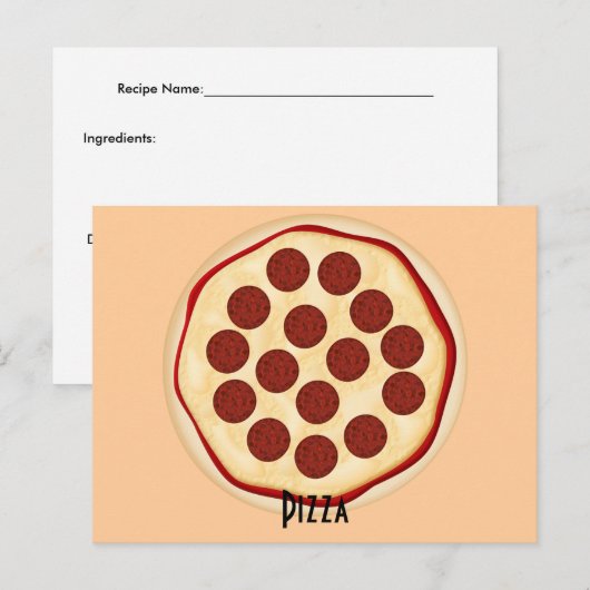 Pepperoni Pizza Recipe Card Briefkaart (Voorkant / Achterkant)