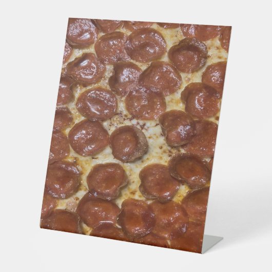 Pepperoni Pizza Reclamebord Met Voetstuk (Voorkant)