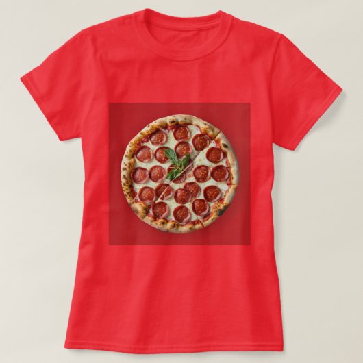 Pepperoni Pizza Red T=Shirt T-shirt (Design voorkant)
