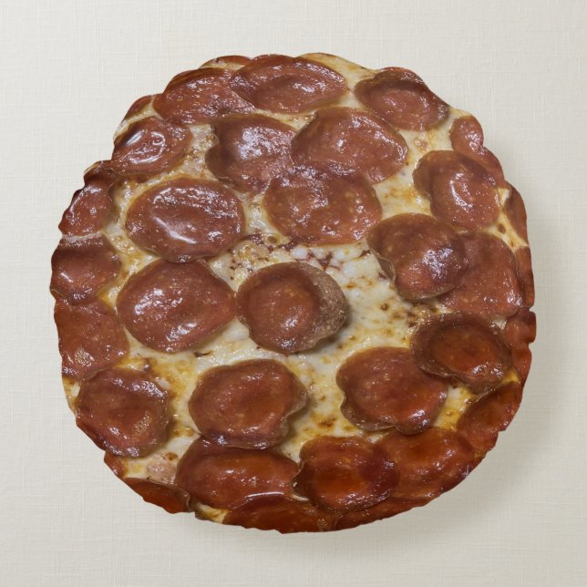 Pepperoni Pizza Rond Kussen (Voorkant)